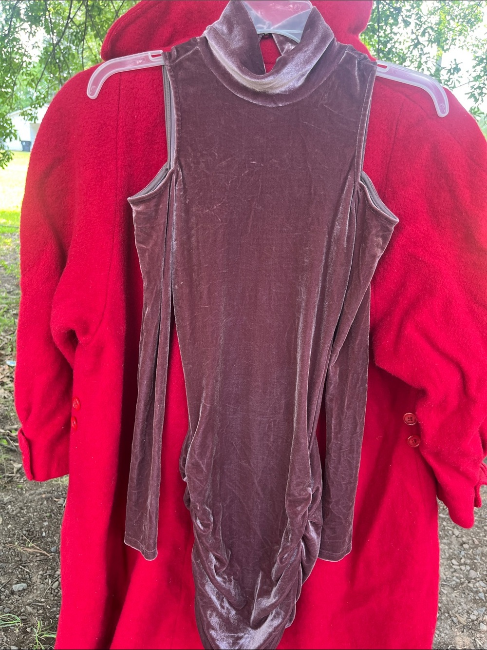 Papaya Dusty Mauve Velvet Sleeveless Bodysuit